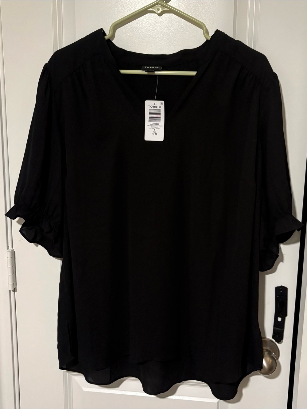 torrid Black V-Neck Ruffle Sleeve Blouse